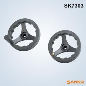 供应SANKQ牌,SK7303方轮缘手轮,尼龙手轮,带转动手柄塑料手轮